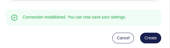 Screenshot showing a successful database connection test through the Atlas Agent.