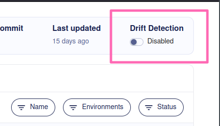 Screenshot of the &#39;Enable Drift Detection&#39; modal, asking to select a database connection.