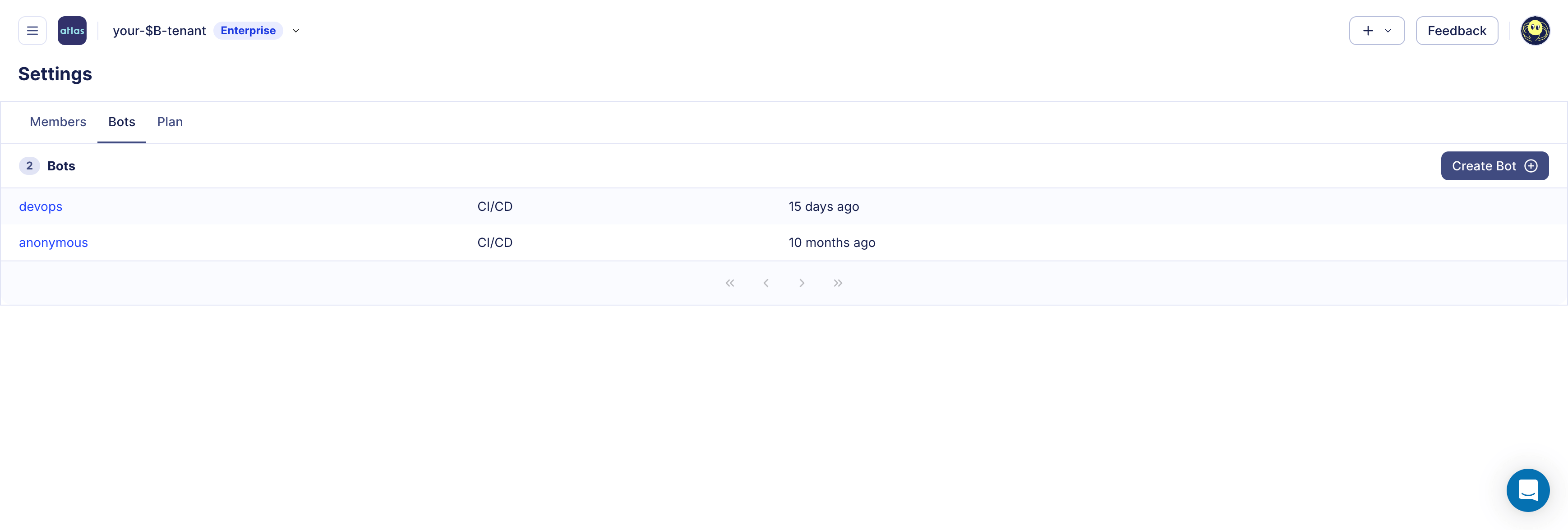 Atlas Cloud Bots Tab