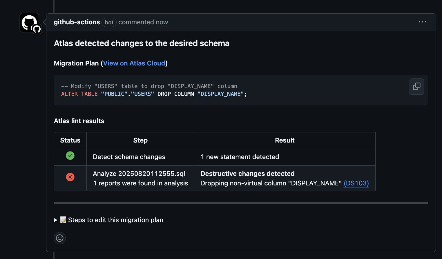 Pull Request Comment Destructive