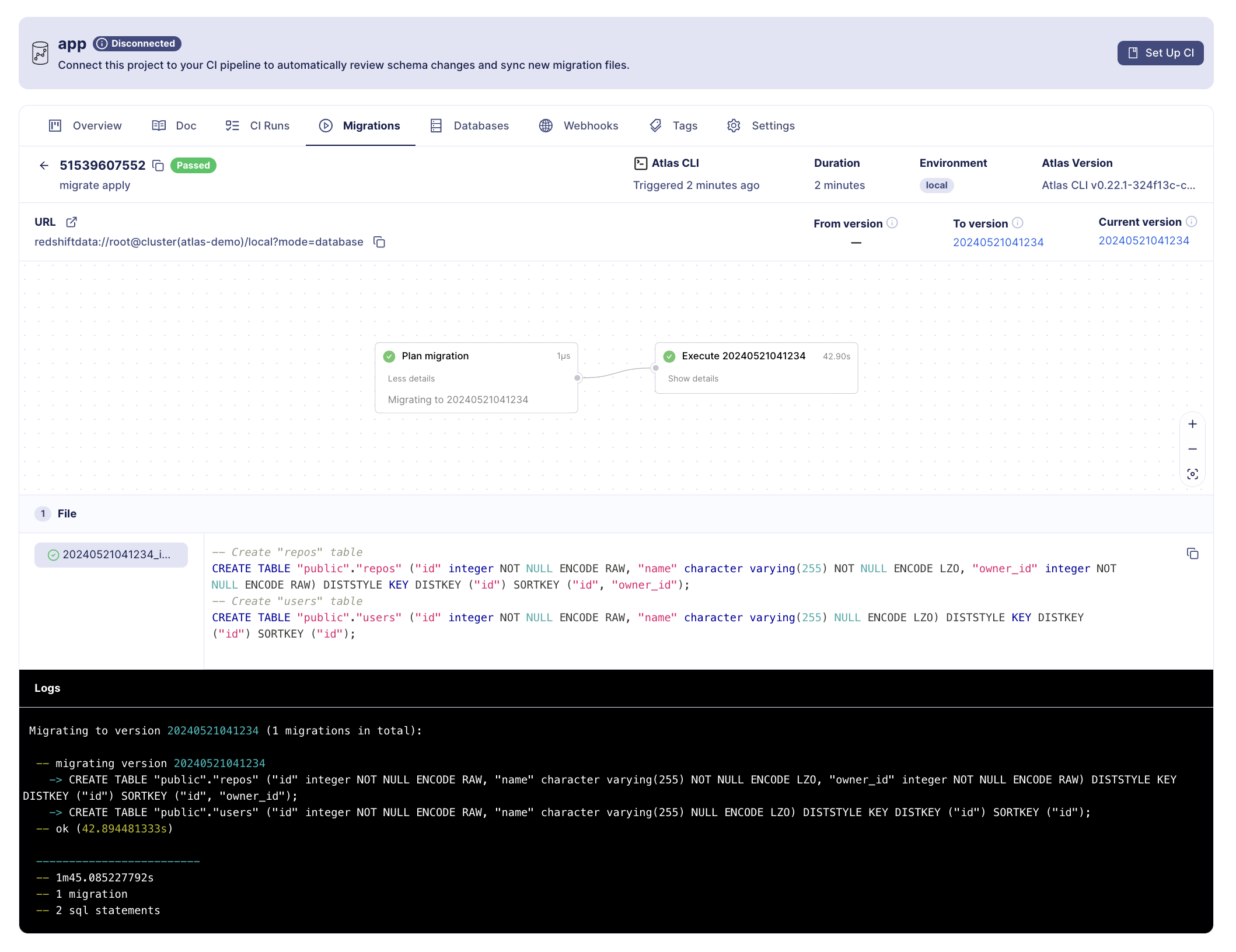 Redshift migration deployment summary