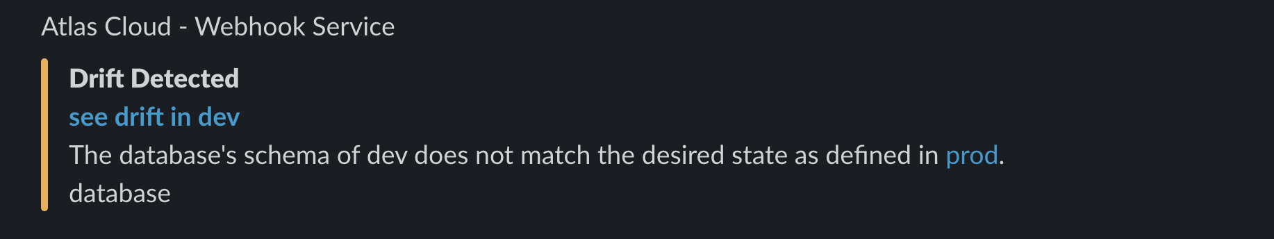 Slack Notification for Database Drift